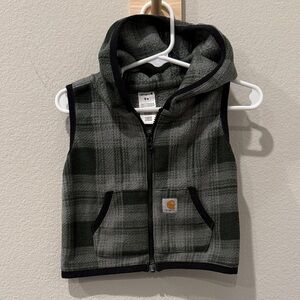 Carhartt Infant Green Plaid Hooded Vest 9 Months‎